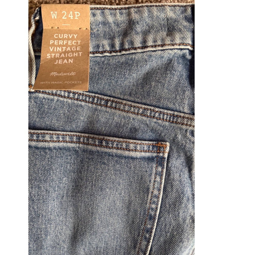 Madewell Curvy Perfect Vintage Straight Jean 24P Distressed Blue Denim NWT - Picture 4 of 7